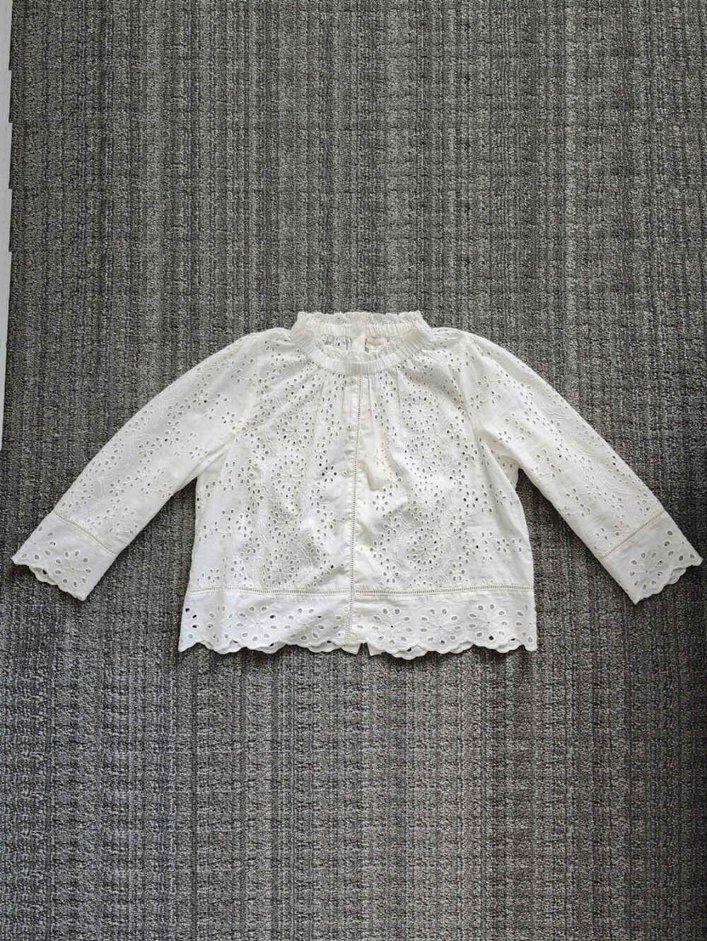 Jennifer & Grace White Eyelet 3/4-Sleeve Top - Picture 2 of 7